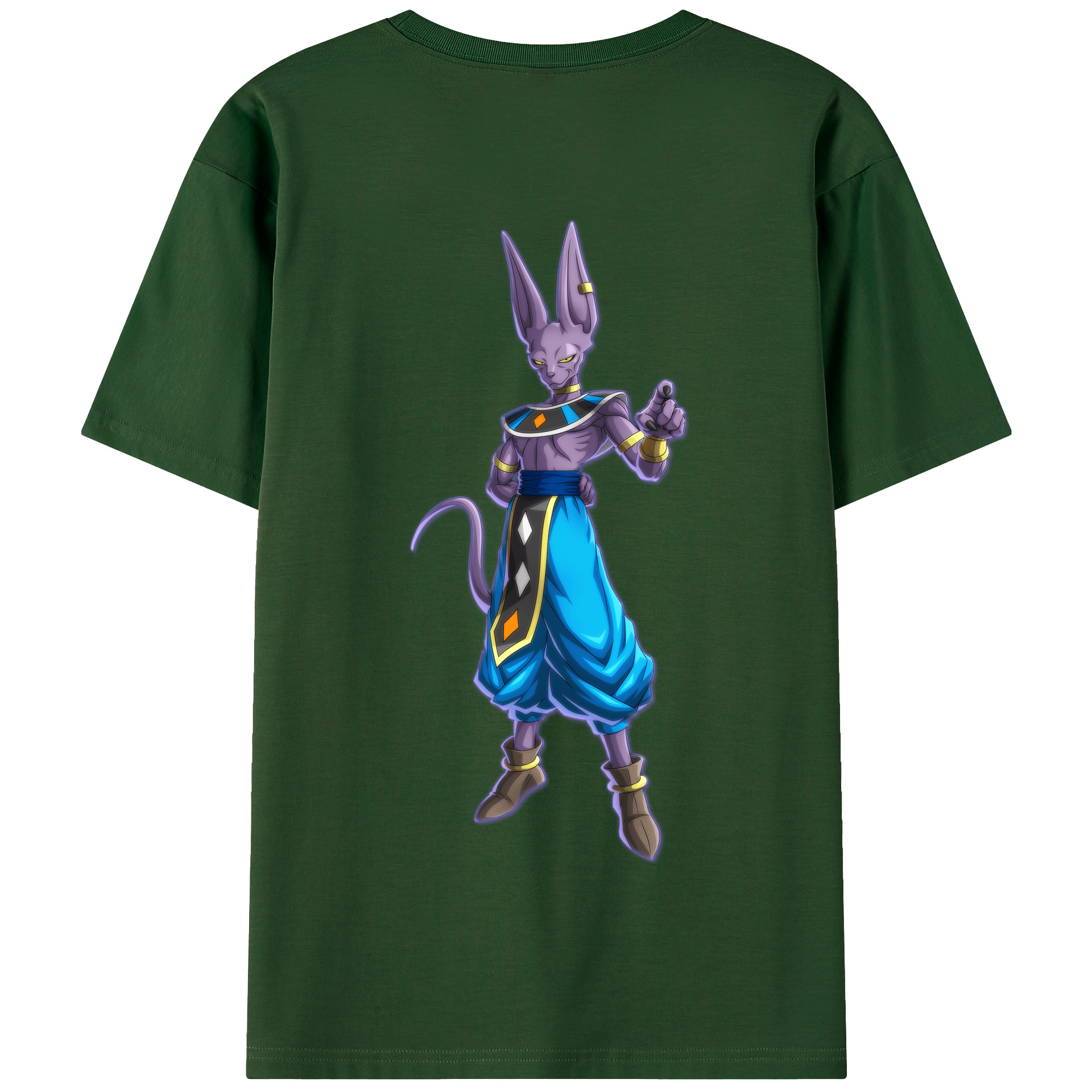 （画像用） ドラゴンボール ビルス 破壊神ビルス DRAGON BALL Beerus Birusu 綿100％半袖Tシャツ（背面プリント）